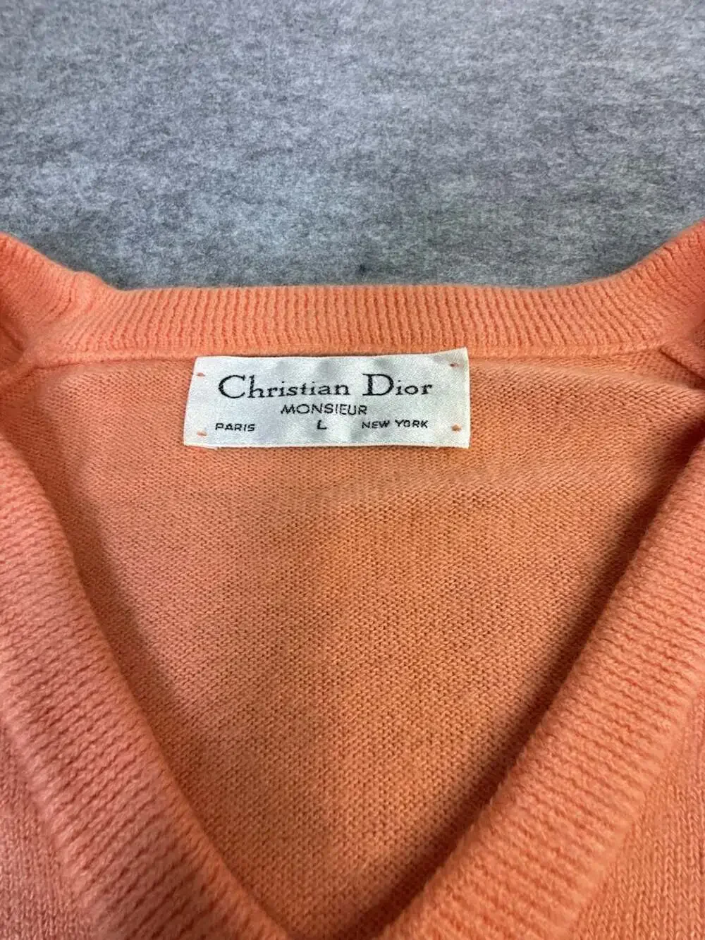 Christian Dior Monsieur V-Neck Sweater Size L Peach Vintage